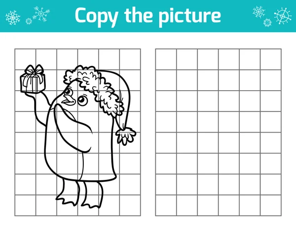 Copia la foto. Personaje navideño, pingüino — Vector de stock