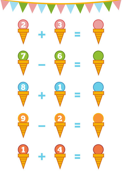 Counting Game. Addition and subtraction worksheets