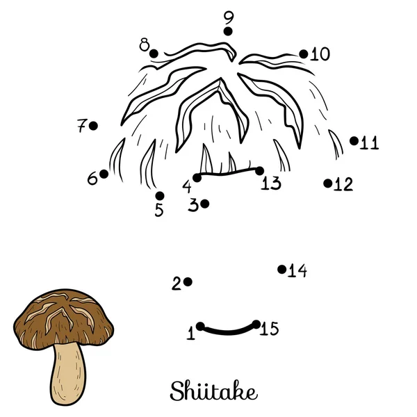 Zahlenspiel für Kinder. Speisepilze, Shiitake — Stockvektor