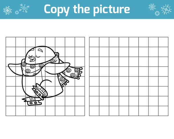 Kopiera bilden. Jultomten karaktär, liten pingvin — Stock vektor