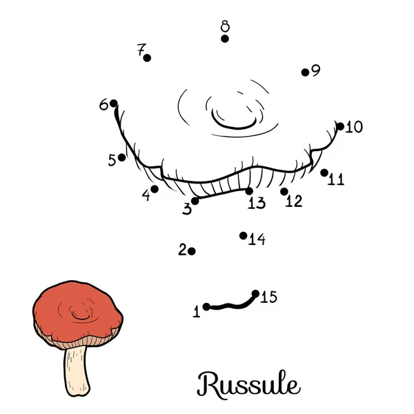 Jeu de chiffres pour les enfants. Champignons comestibles, russule — Image vectorielle