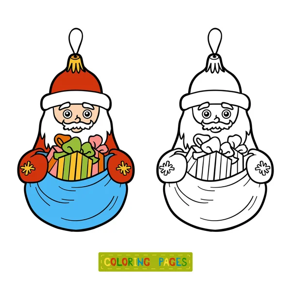 Omalovánky, hračku Christmas tree, Santa Claus — Stockový vektor