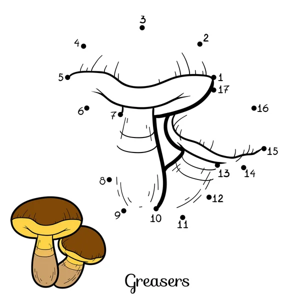 Jeu de chiffres pour les enfants. Champignons comestibles, graisses — Image vectorielle