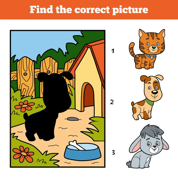Hitta rätt bild. Liten hund och bakgrund — Stock vektor