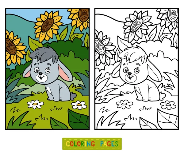 Livro para colorir, coelho pequeno e fundo — Vetor de Stock