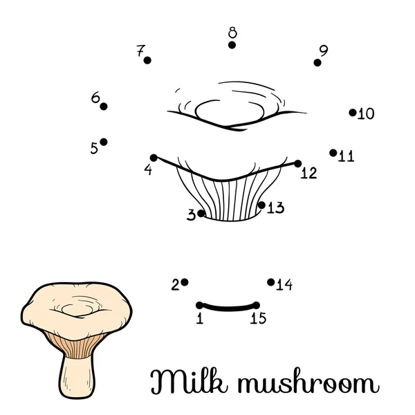 Jogo de números de crianças. Cogumelos comestíveis, cogumelos de leite — Vetor de Stock