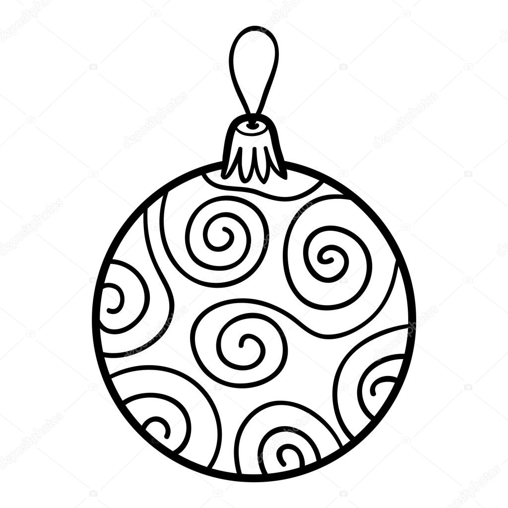 Coloring book, Christmas tree toy, ball