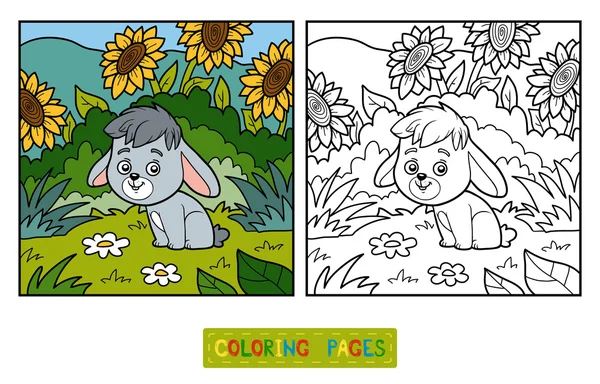 Coloring book, little rabbit and background — Stock Vector