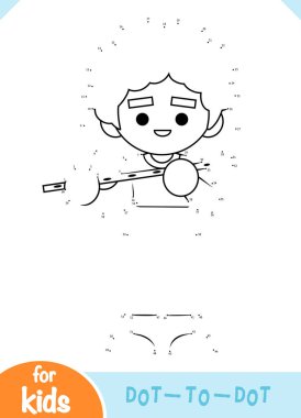 Numaralar oyunu, çocuklar için eğitim nokta nokta oyunu, müzisyen kadın ve flüt