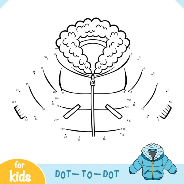 Numbers Game Education Dot Dot Game Children Winter Jacket — Vettoriale Stock