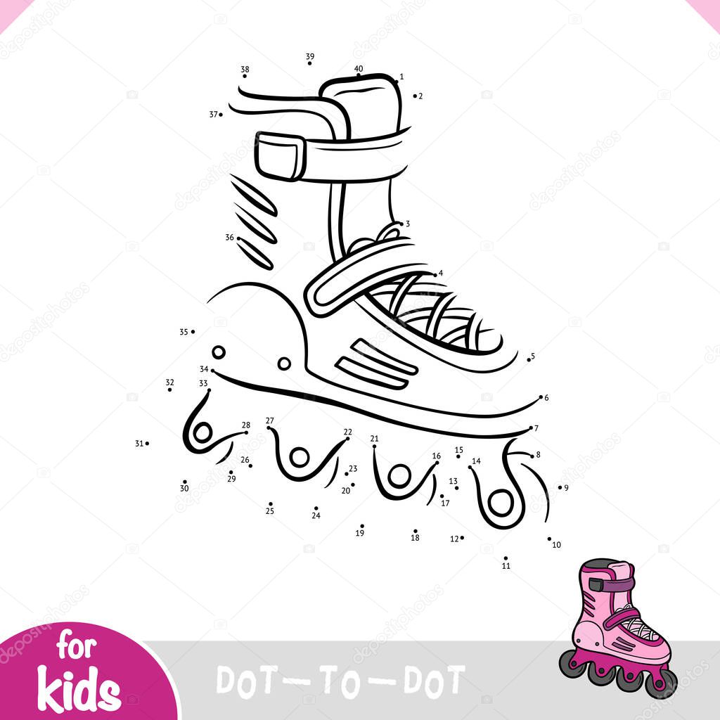 Numbers game, education dot to dot game for children, Roller skates