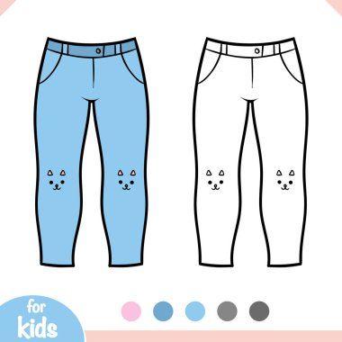 Çocuklar için boyama kitabı, kızlar için kot pantolon