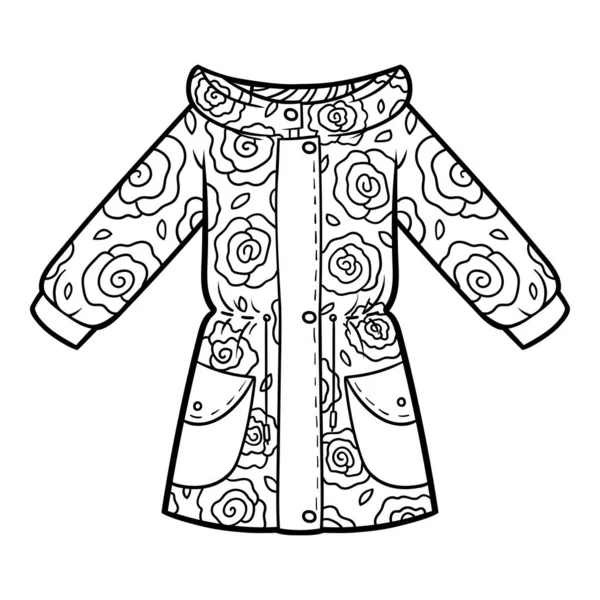 Книжка Раскраска Детей Куртка Девочек — стоковый вектор