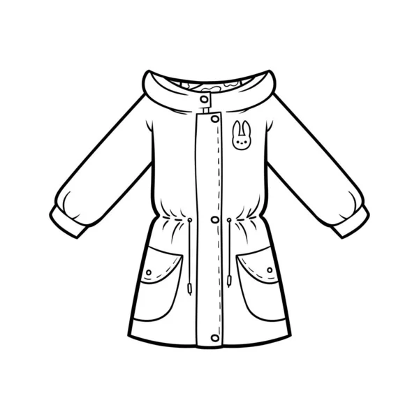 Libro Para Colorear Para Niños Chaqueta Parka Niñas — Vector de stock