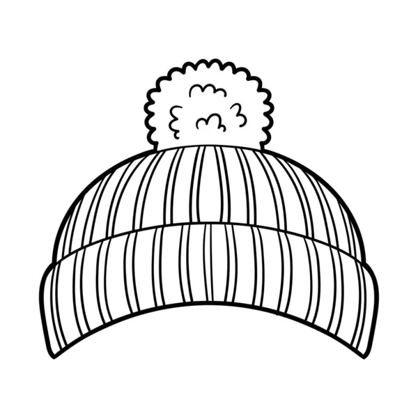 Coloring Book Children Knitted Hat — Stock Vector