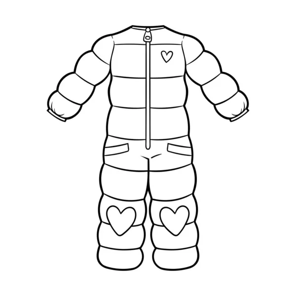 Kleurplaat Voor Kinderen Winter Ski Jumpsuit Voor Meisjes — Stockvector