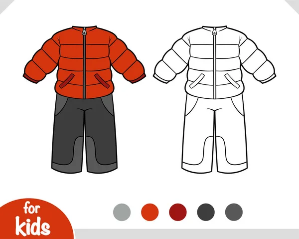 Kleurplaat Voor Kinderen Winter Snowsuit Voor Jongens — Stockvector