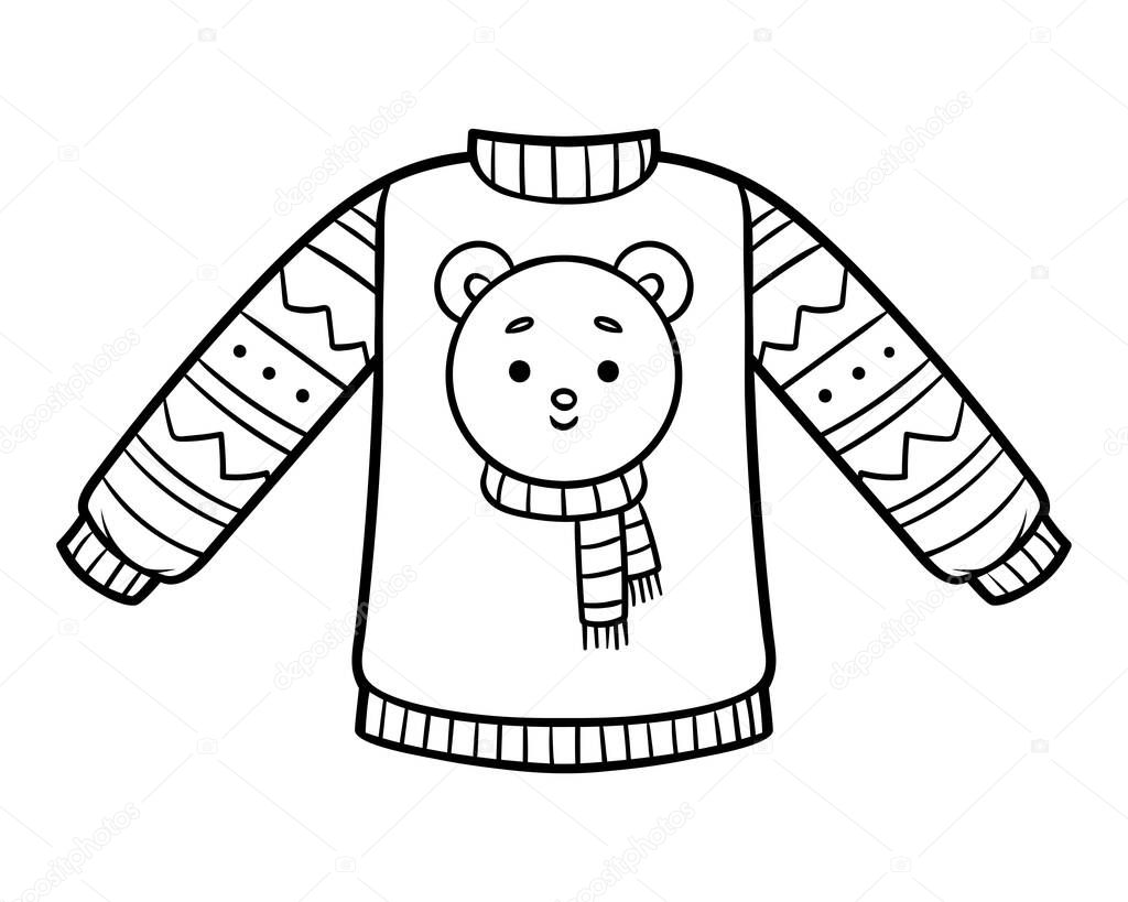Coloring book for children, Sweater with a polar bear