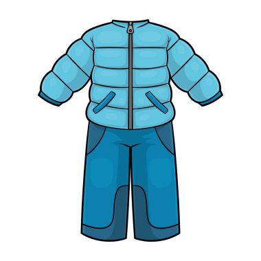 Çocuklar için çizgi film vektör çizimi, erkekler için kış giysisi