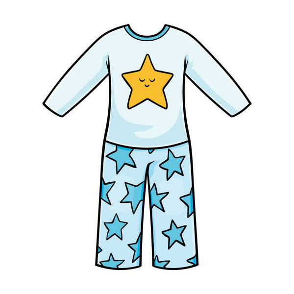 Cartoon vector illustration for children, Pyjamas with a stars pattern