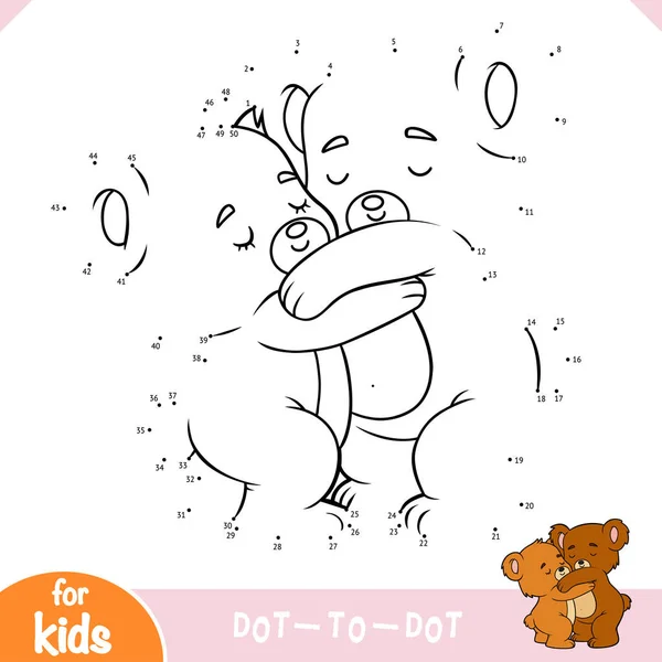 Αριθμοί Παιχνίδι Εκπαίδευση Dot Dot Παιχνίδι Για Παιδιά Αγάπη Αρκούδα — Διανυσματικό Αρχείο