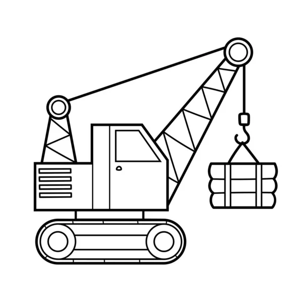 Livro Para Colorir Para Crianças Guindaste Rastreado — Vetor de Stock