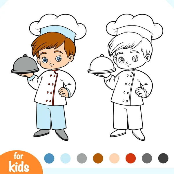 Coloring Book Children Chef — Stock Vector