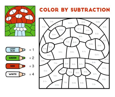 Çıkarma yoluyla renk, çocuklar için eğitim oyunu, Amanita mantarı
