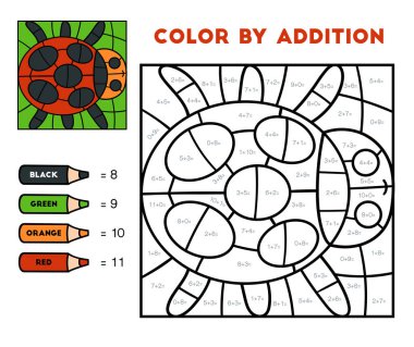 Ek olarak renk, çocuklar için eğitim oyunu, uğur böceği