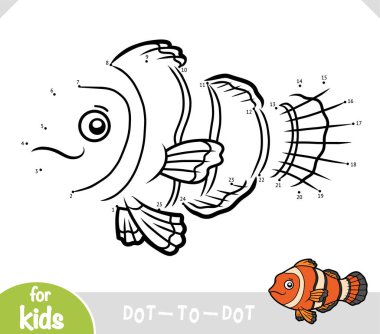 Rakamlar oyun, eğitim çocuklar için nokta oyunu, palyaço balığı