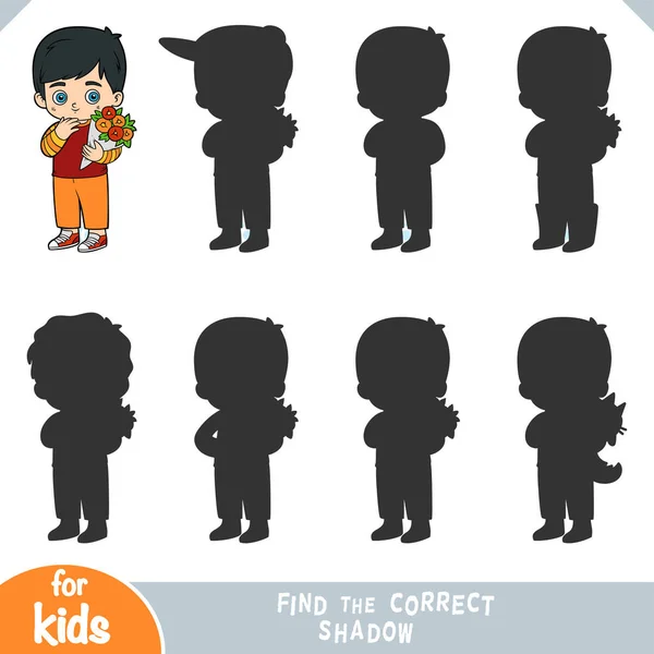 Encuentra Sombra Correcta Juego Educación Para Niños Niño Ramo Flores — Vector de stock