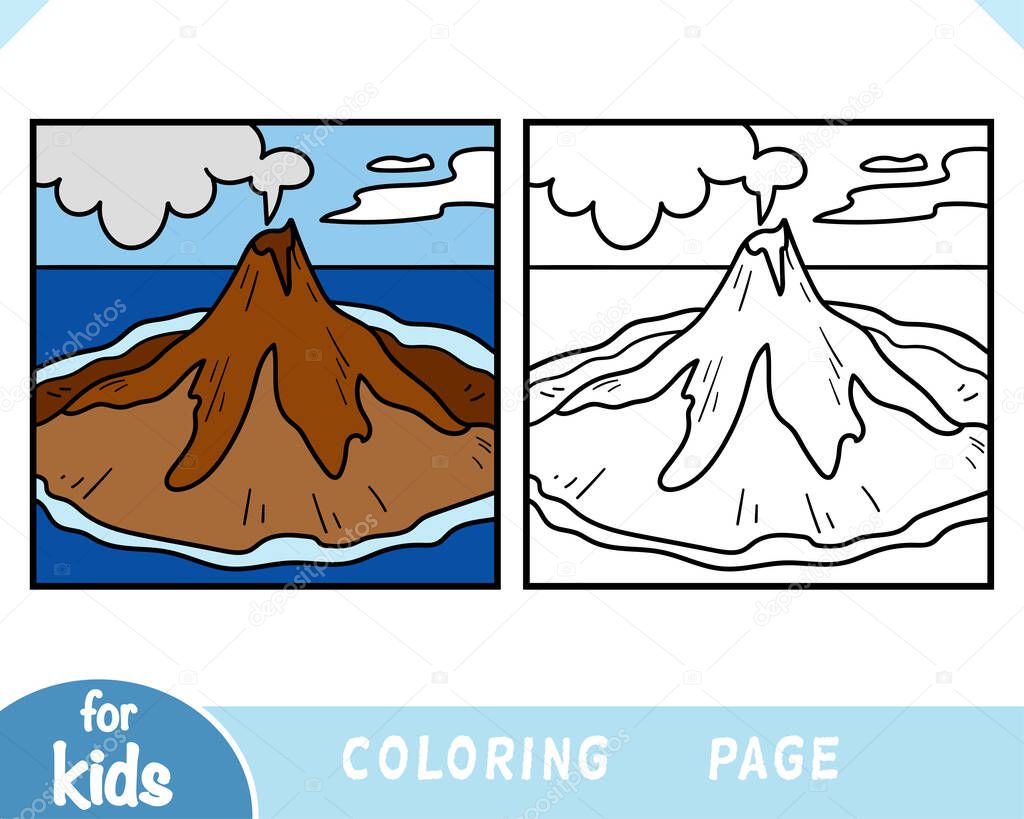 Coloring book for children, Volcano background