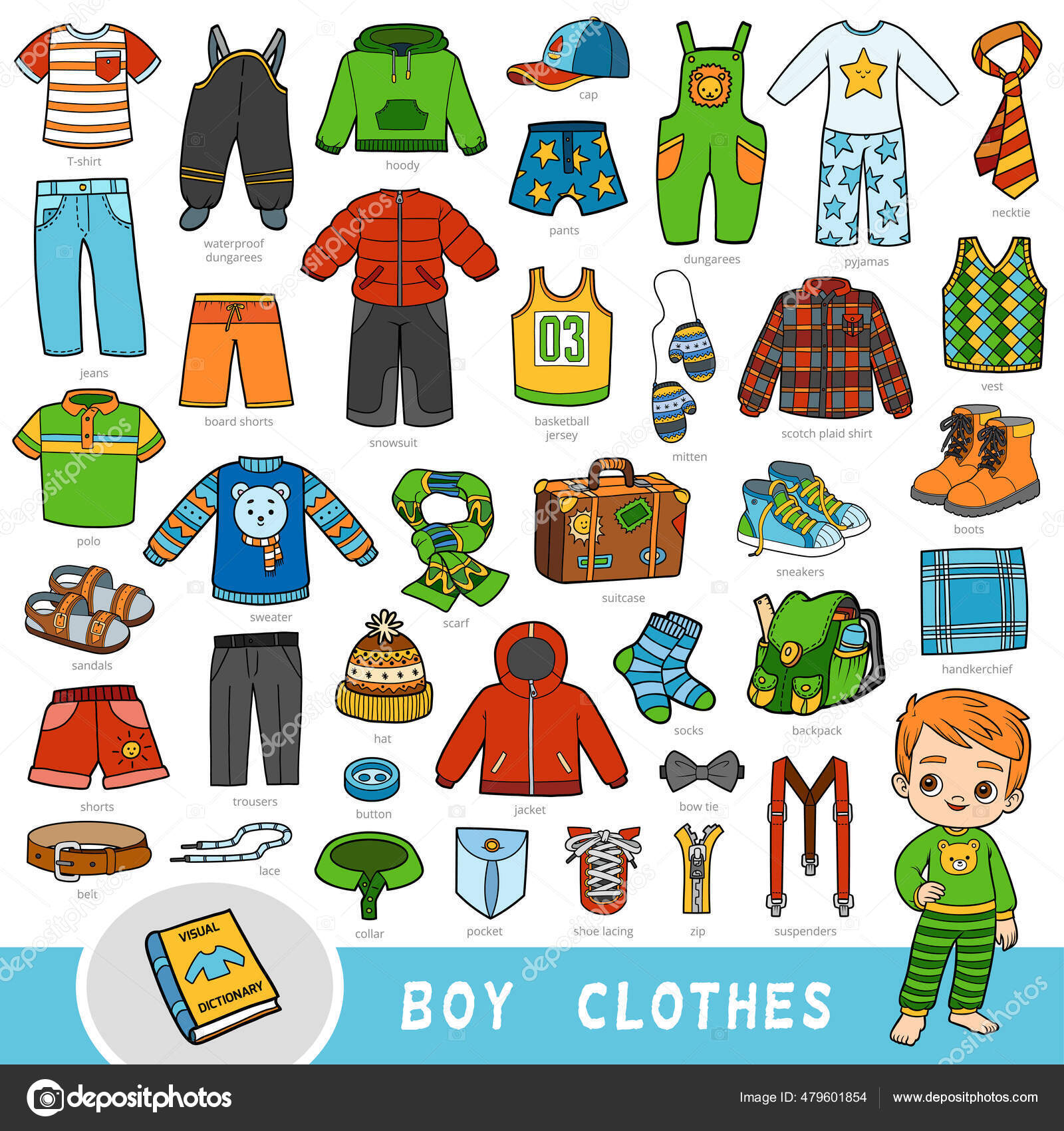 Conjunto Vectores Ropa Para Niños Colección Colores Accesorios