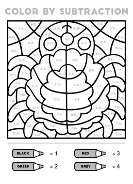 Çıkarma yoluyla renk, çocuklar için eğitim oyunu, Örümcek