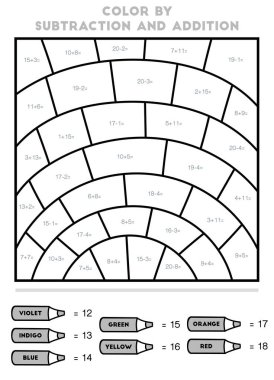 Toplama ve çıkarma ile renk, çocuklar için eğitim oyunu, Gökkuşağı