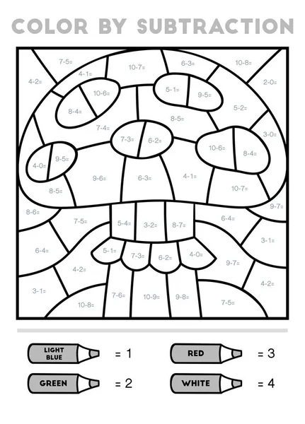 Çıkarma yoluyla renk, çocuklar için eğitim oyunu, Amanita mantarı