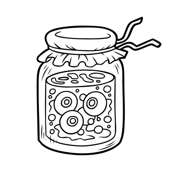 Coloring Book Children Jar Witch Potion — Stock Vector