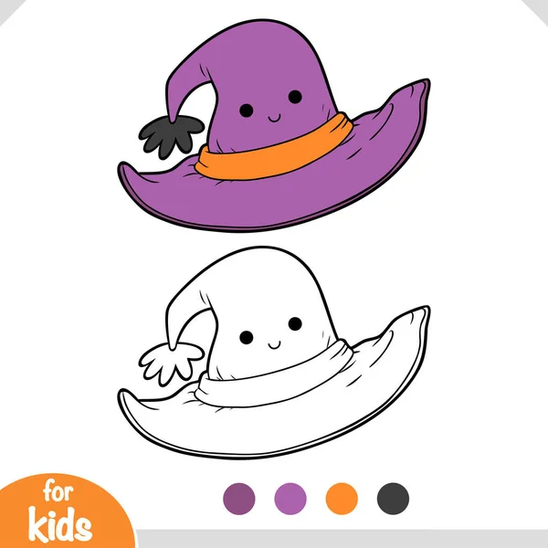 Omalovánky Pro Děti Charakter Halloween Klobouk — Stockový vektor