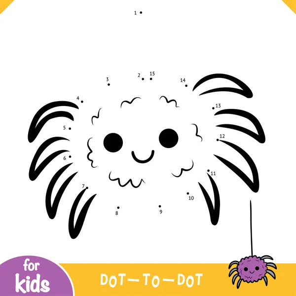 Игра Чисел Образование Dot Dot Игра Детей Паук Веб — стоковый вектор