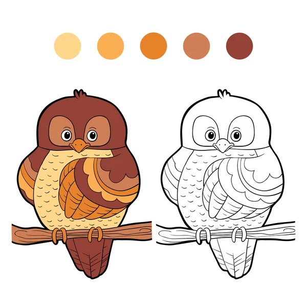 Livre à colorier (hibou) ) — Image vectorielle