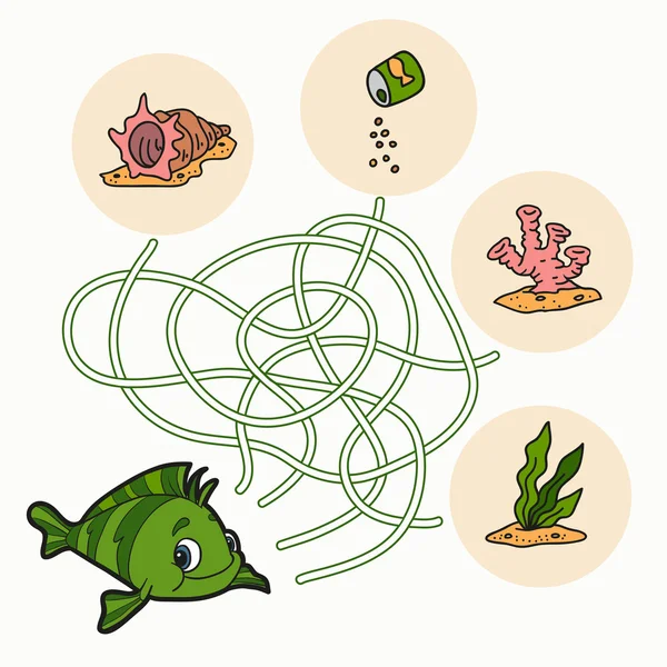 Jeu de labyrinthe pour enfants (poissons ) — Image vectorielle