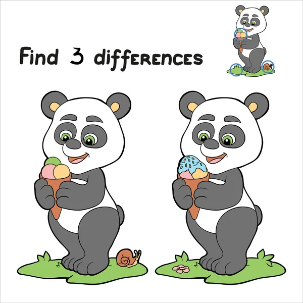 Encuentra 3 diferencias (panda ) — Vector de stock