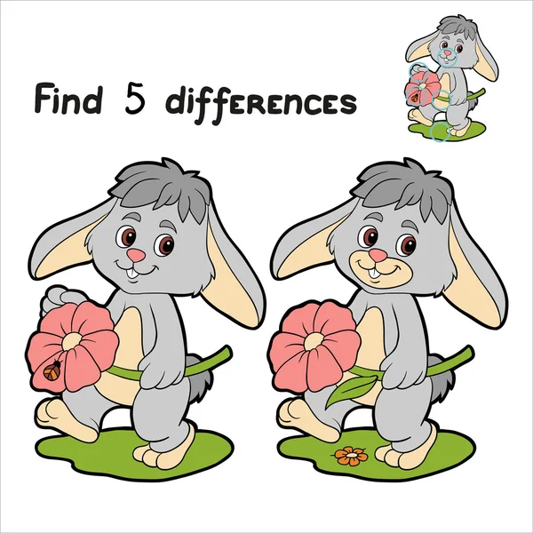 Find 5 differences (rabbit) — Stock Vector