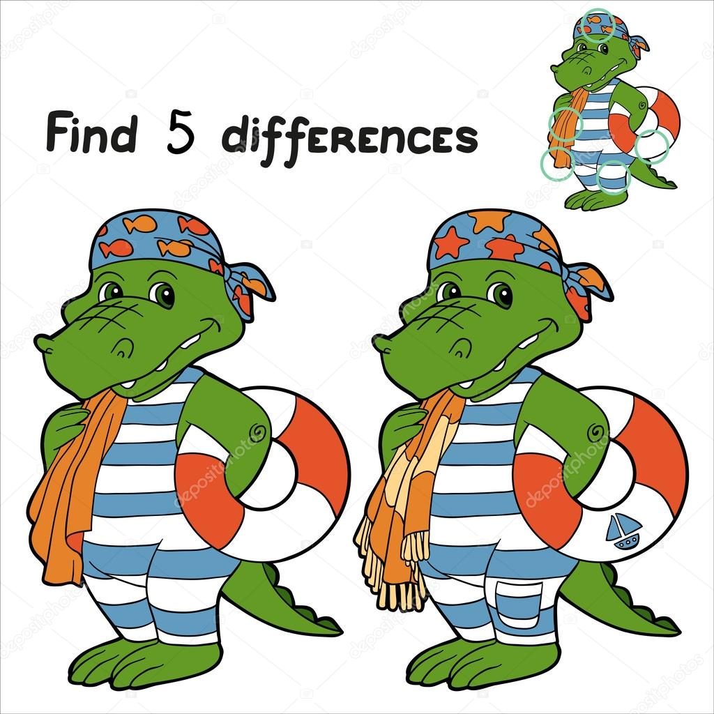 Find 5 differences (crocodile)