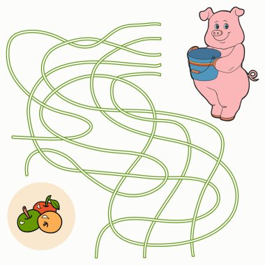 Maze game for children (pig) clipart