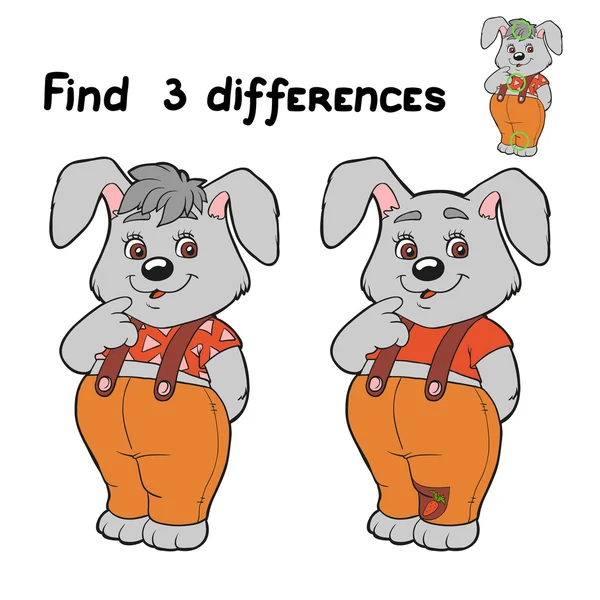 Hitta 3 skillnader (kanin) — Stock vektor