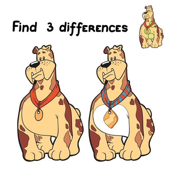 Encontrar 3 diferencias (perro ) — Vector de stock