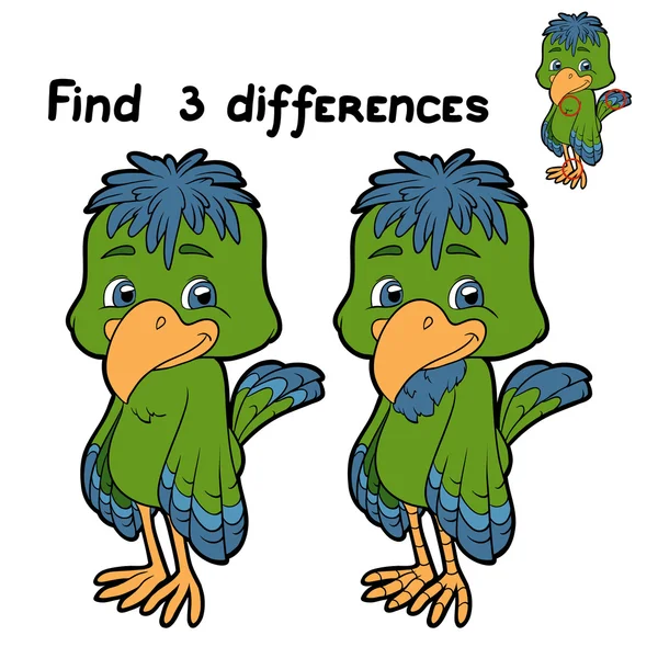 Find 3 differences (bird) — Stock Vector