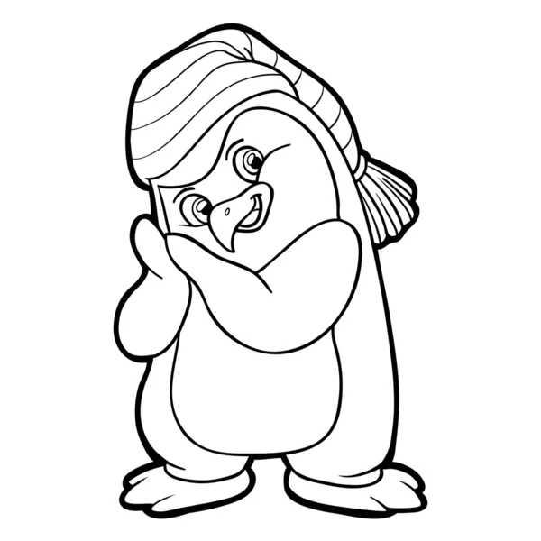 Libro para colorear (pingüino ) — Vector de stock