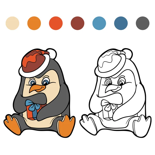 Libro para colorear (pingüino ) — Vector de stock